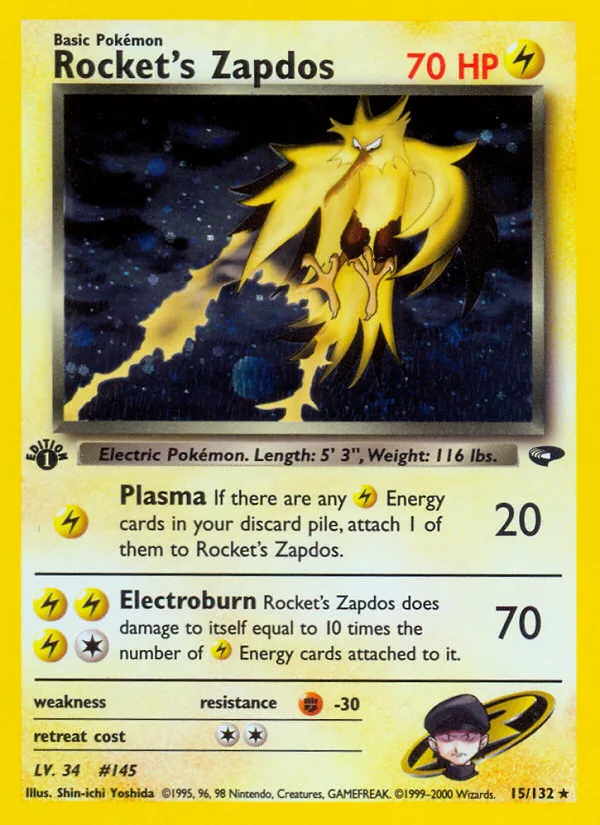 Rocket's Zapdos #15 Gym Challenge Pokemon card