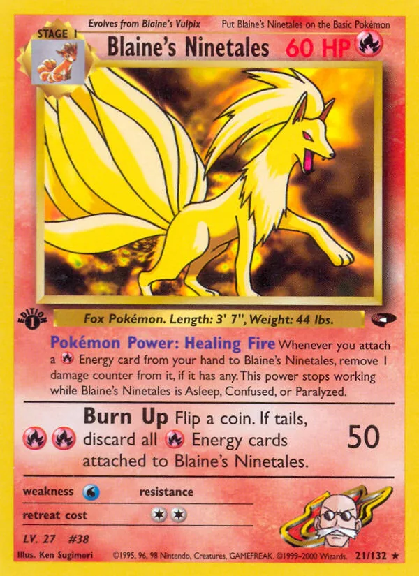 Blaine's Ninetales #21 Gym Challenge Pokemon card