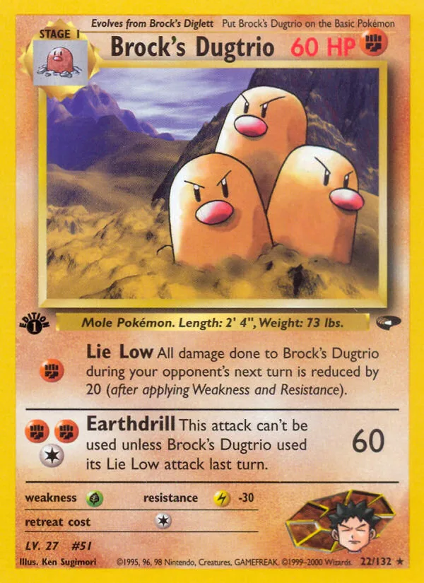 Brock's Dugtrio #22 Gym Challenge Pokemon card
