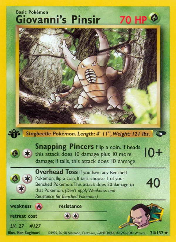 Giovanni's Pinsir #24 Gym Challenge Pokemon card