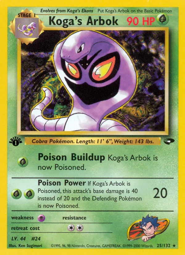 Koga's Arbok #25 Gym Challenge Pokemon card