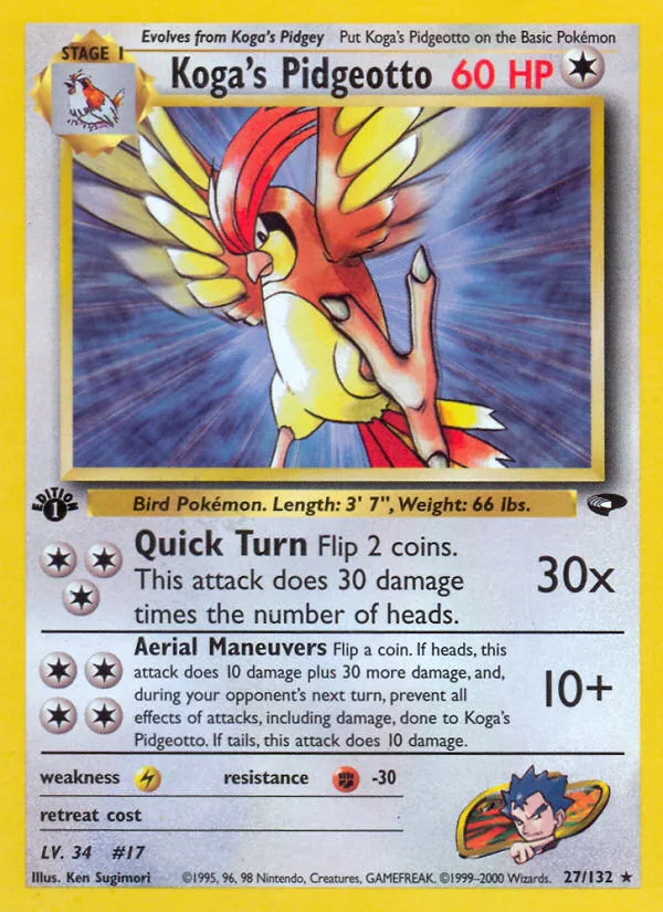 Koga's Pidgeotto #27 Gym Challenge Pokemon card