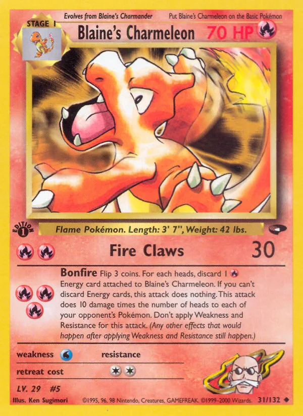 Blaine's Charmeleon #31 Gym Challenge Pokemon card