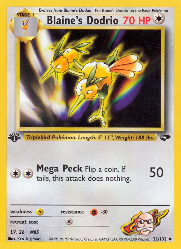 Blaine's Dodrio #32 Gym Challenge Pokemon card