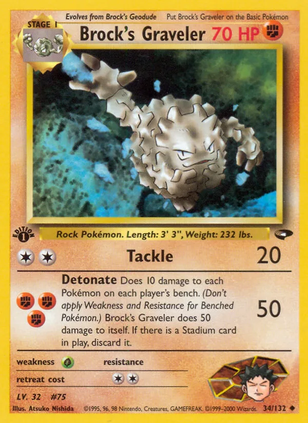 Brock's Graveler #34 Gym Challenge Pokemon card