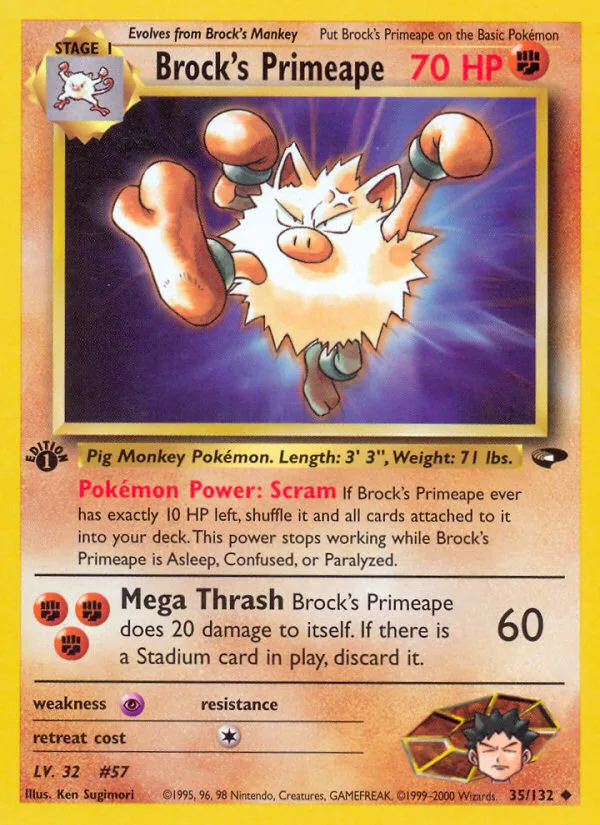 Brock's Primeape #35 Gym Challenge Pokemon card