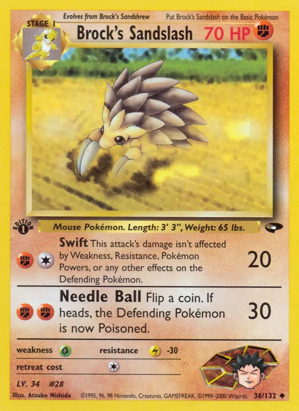 Brock's Sandslash #36 Gym Challenge Pokemon card