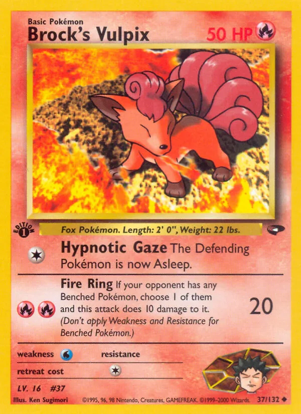 Brock's Vulpix #37 Gym Challenge Pokemon card