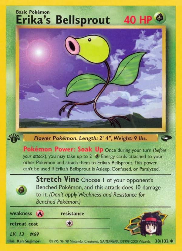 Erika's Bellsprout #38 Gym Challenge Pokemon card