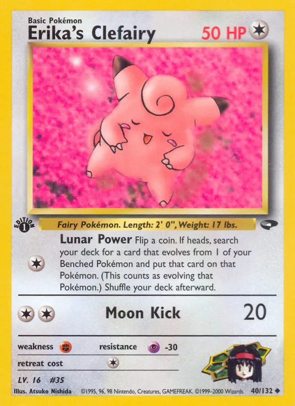 Erika's Clefairy #40 Gym Challenge Pokemon card