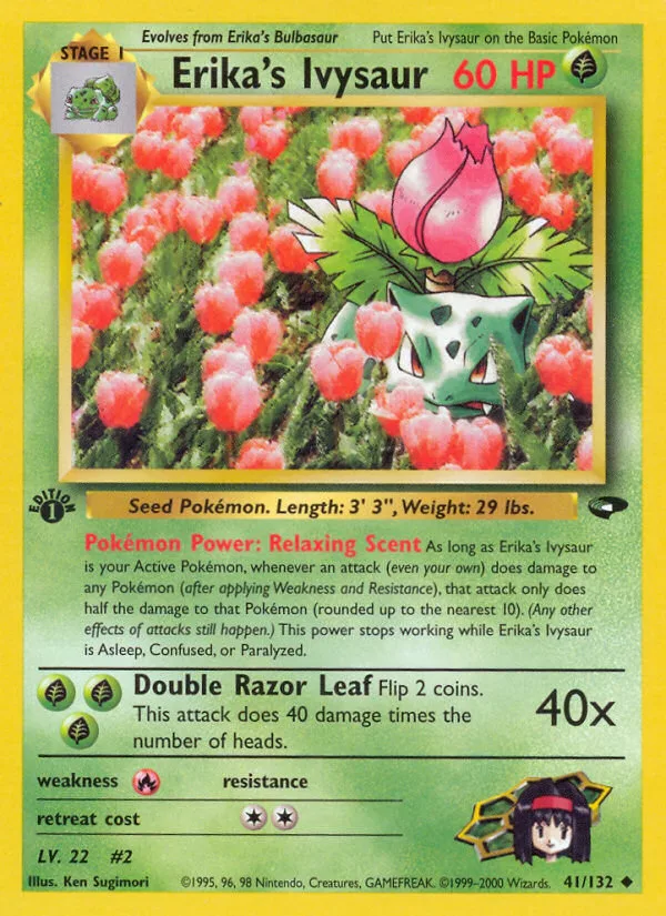 Erika's Ivysaur #41 Gym Challenge Pokemon card