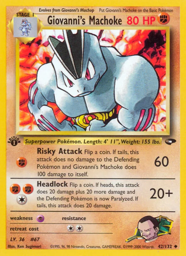 Giovanni's Machoke #42 Gym Challenge Pokemon card