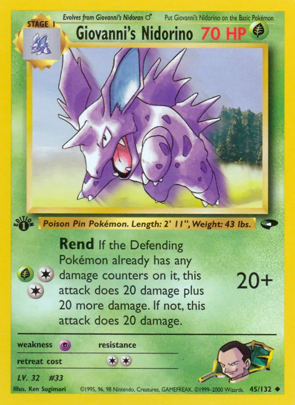 Giovanni's Nidorino #45 Gym Challenge Pokemon card