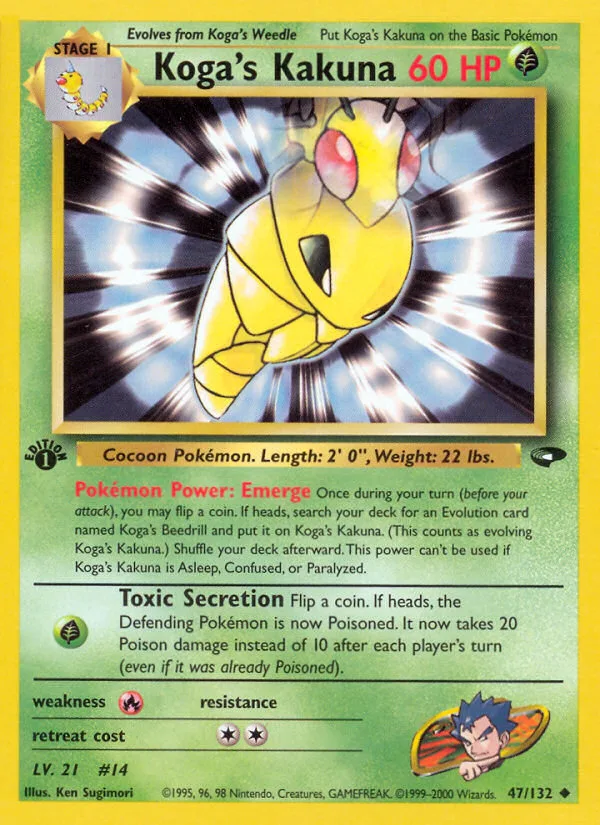 Koga's Kakuna #47 Gym Challenge Pokemon card