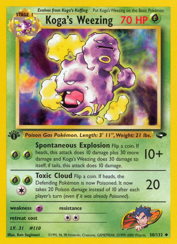 Koga's Weezing #50 Gym Challenge Pokemon card