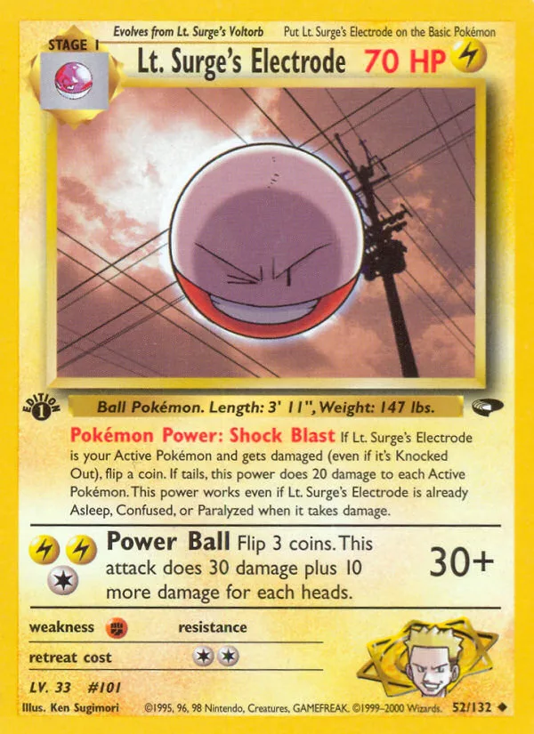 Lt. Surge's Electrode #52 Gym Challenge Pokemon card