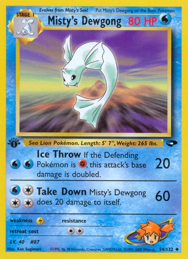 Misty's Dewgong #54 Gym Challenge Pokemon card