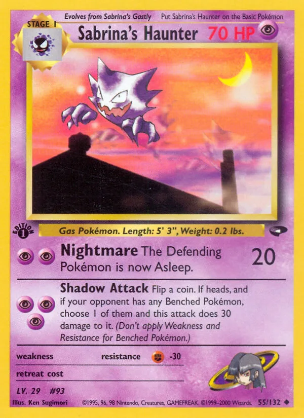 Sabrina's Haunter #55 Gym Challenge Pokemon card