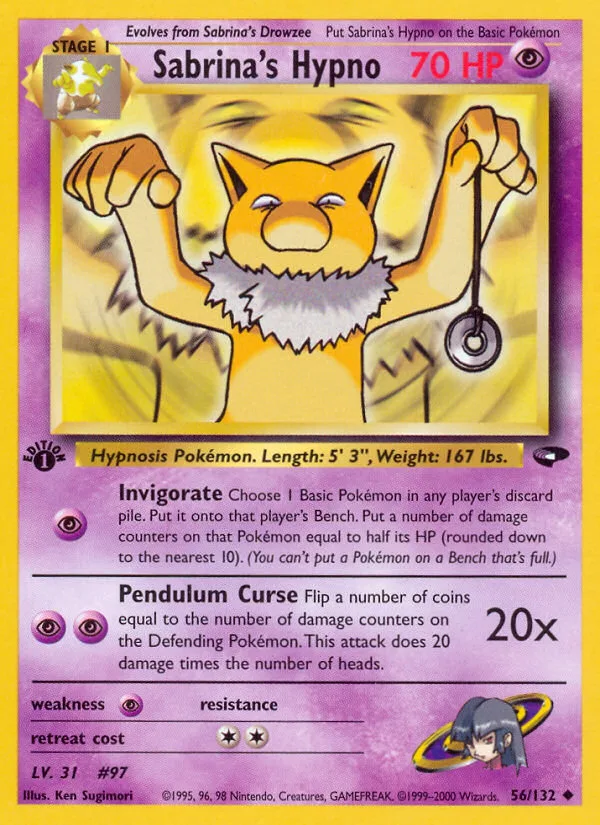 Sabrina's Hypno #56 Gym Challenge Pokemon card