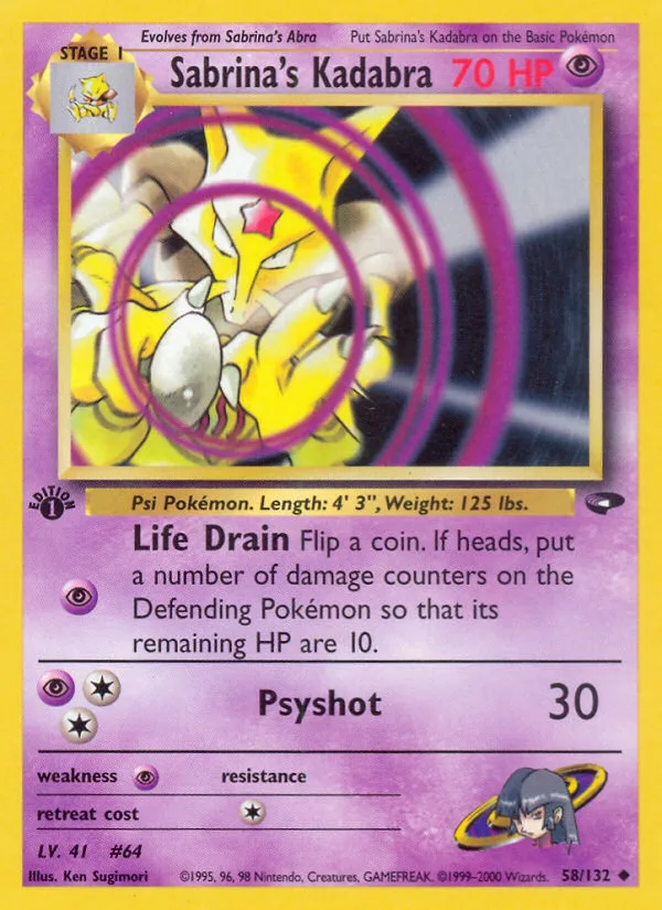 Sabrina's Kadabra #58 Gym Challenge Pokemon card