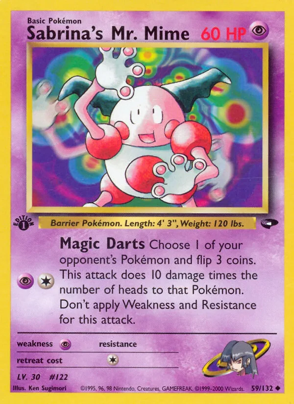 Sabrina's Mr. Mime #59 Gym Challenge Pokemon card
