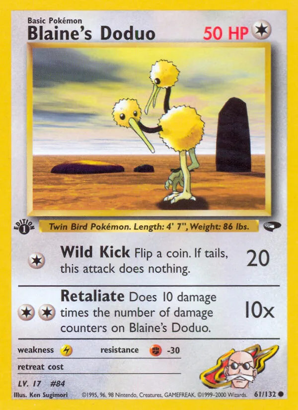 Blaine's Doduo #61 Gym Challenge Pokemon card