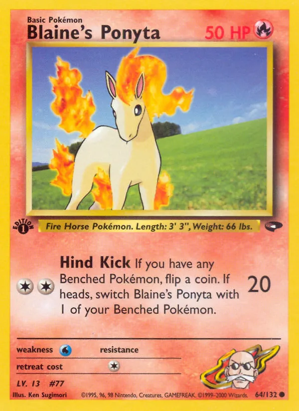 Blaine's Ponyta #64 Gym Challenge Pokemon card