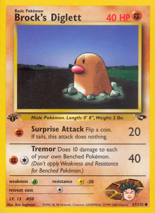 Brock's Diglett #67 Gym Challenge Pokemon card