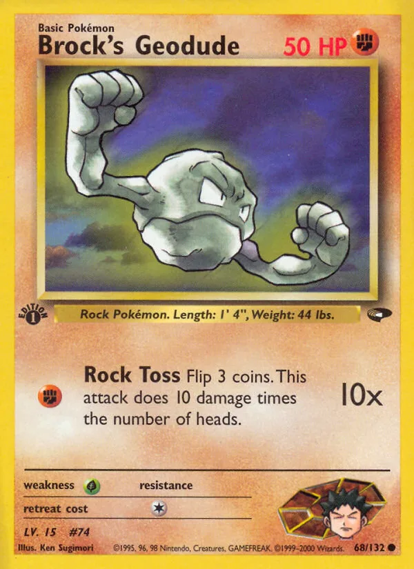 Brock's Geodude #68 Gym Challenge Pokemon card
