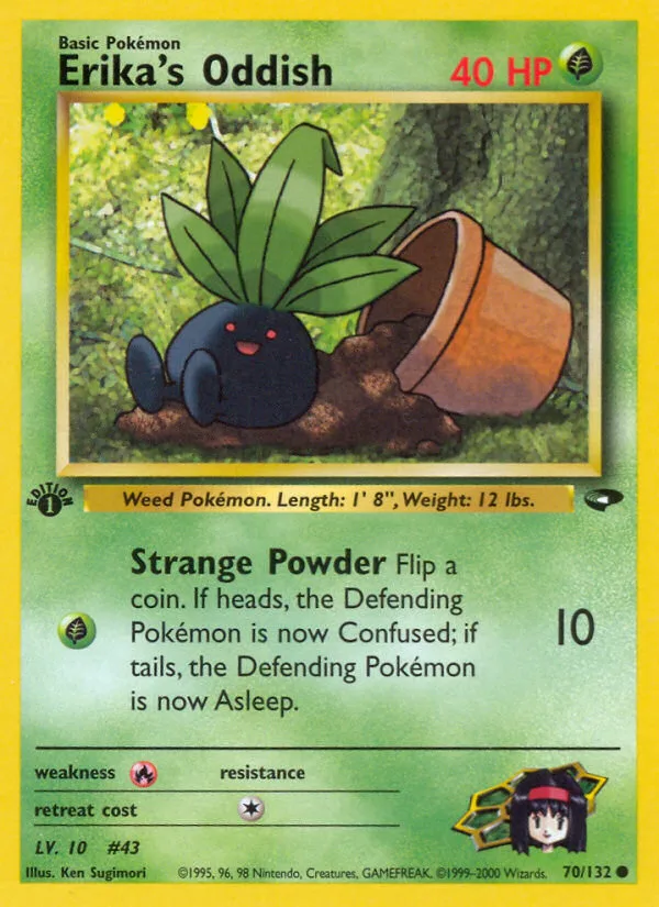 Erika's Oddish #70 Gym Challenge Pokemon card