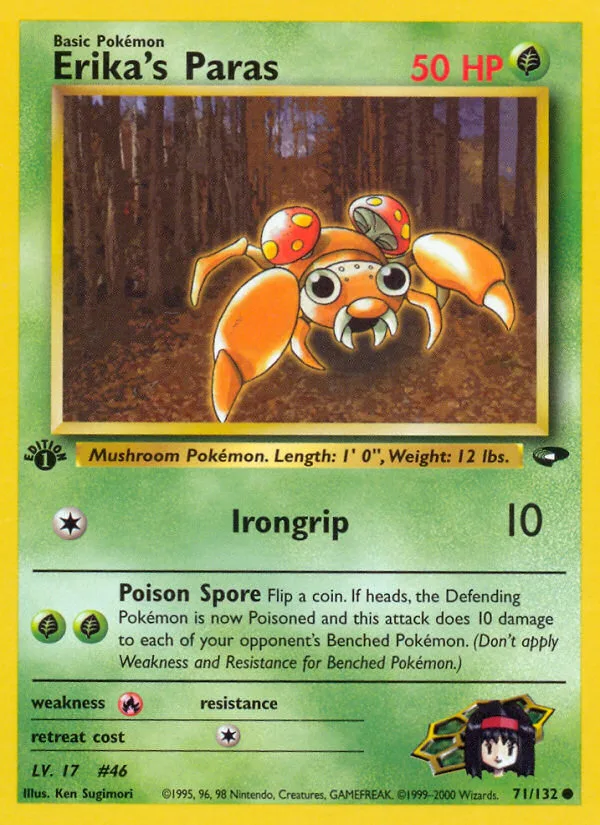 Erika's Paras #71 Gym Challenge Pokemon card