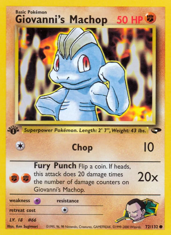 Giovanni's Machop #72 Gym Challenge Pokemon card