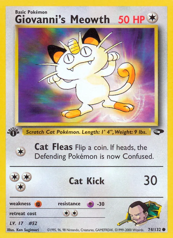 Giovanni's Meowth #74 Gym Challenge Pokemon card