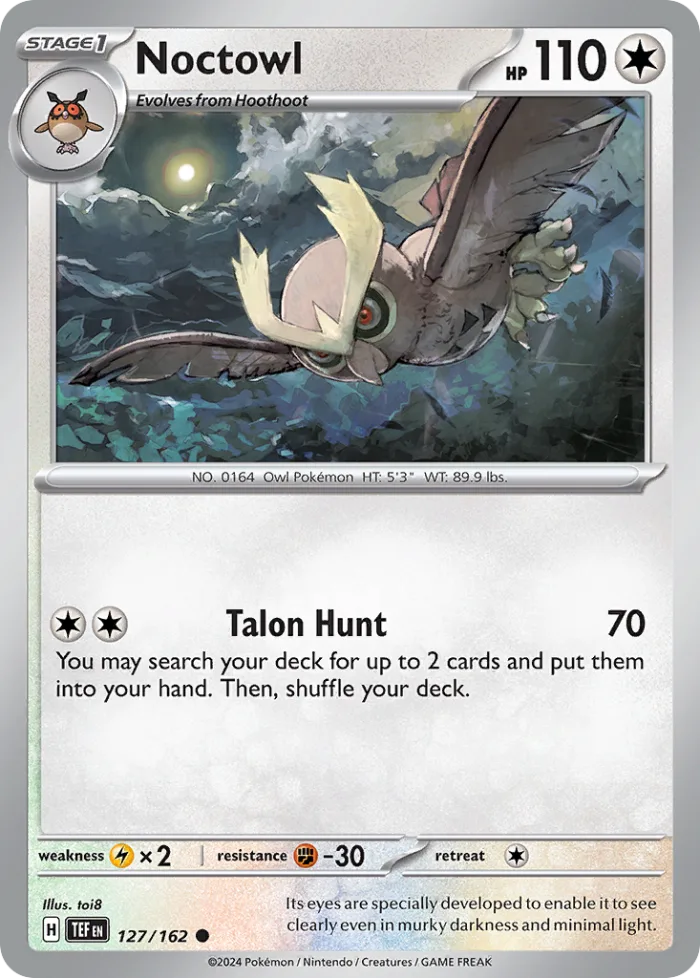 Noctowl #127 Temporal Forces Pokemon card