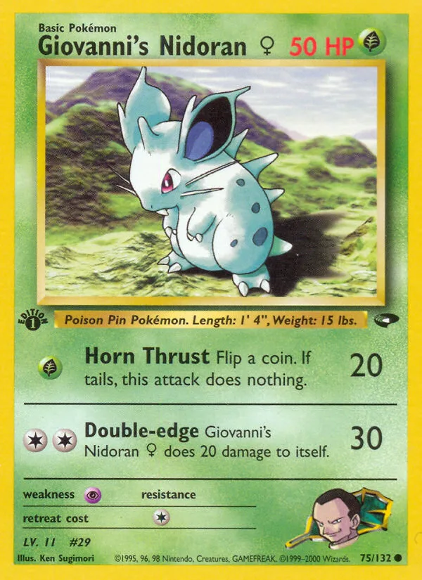 Giovanni's Nidoran ♀ #75 Gym Challenge Pokemon card