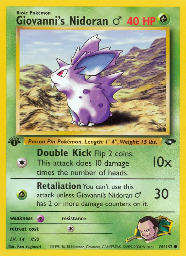 Giovanni's Nidoran ♂ #76 Gym Challenge Pokemon card