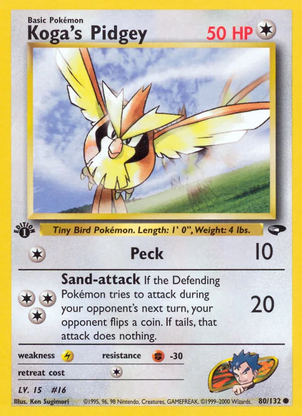 Koga's Pidgey #80 Gym Challenge Pokemon card