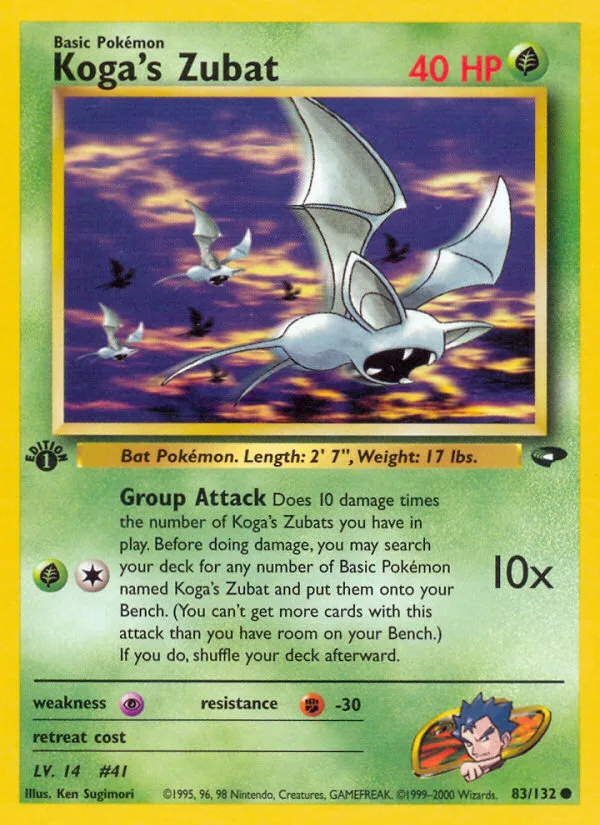 Koga's Zubat #83 Gym Challenge Pokemon card