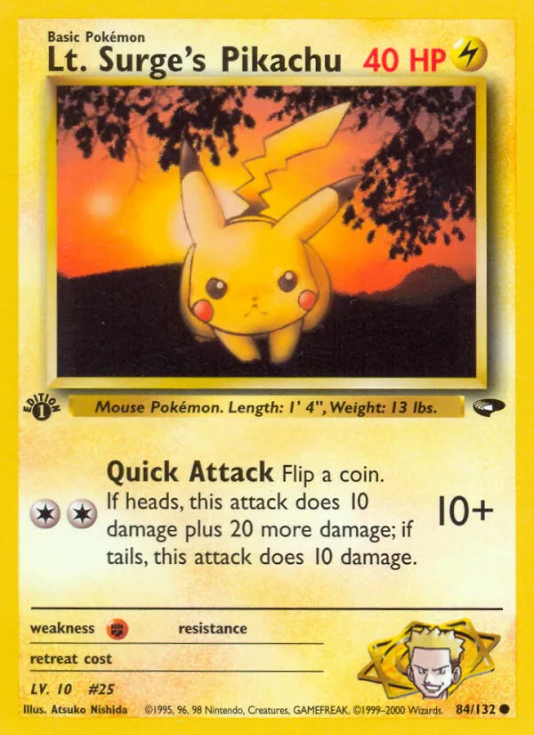 Lt. Surge's Pikachu #84 Gym Challenge Pokemon card