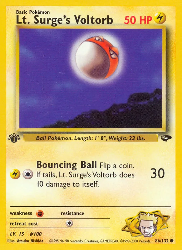 Lt. Surge's Voltorb #86 Gym Challenge Pokemon card