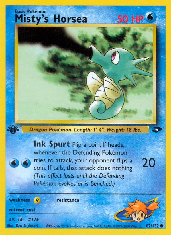 Misty's Horsea #87 Gym Challenge Pokemon card