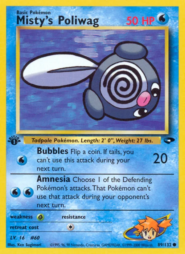 Misty's Poliwag #89 Gym Challenge Pokemon card