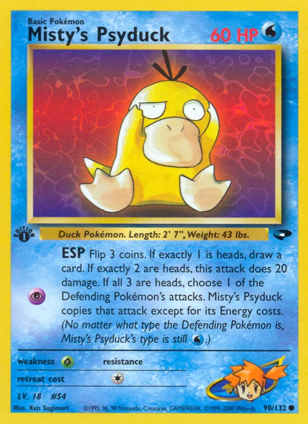 Misty's Psyduck #90 Gym Challenge Pokemon card
