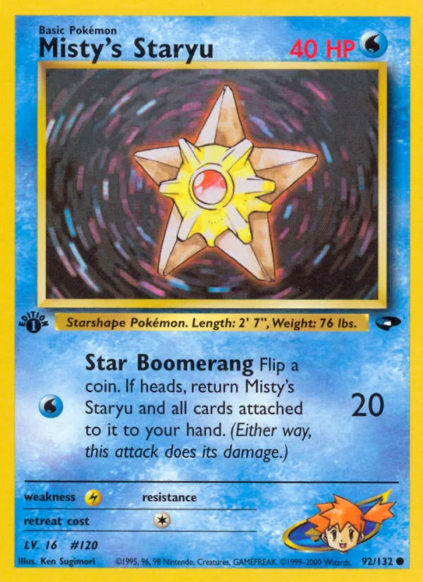 Misty's Staryu #92 Gym Challenge Pokemon card