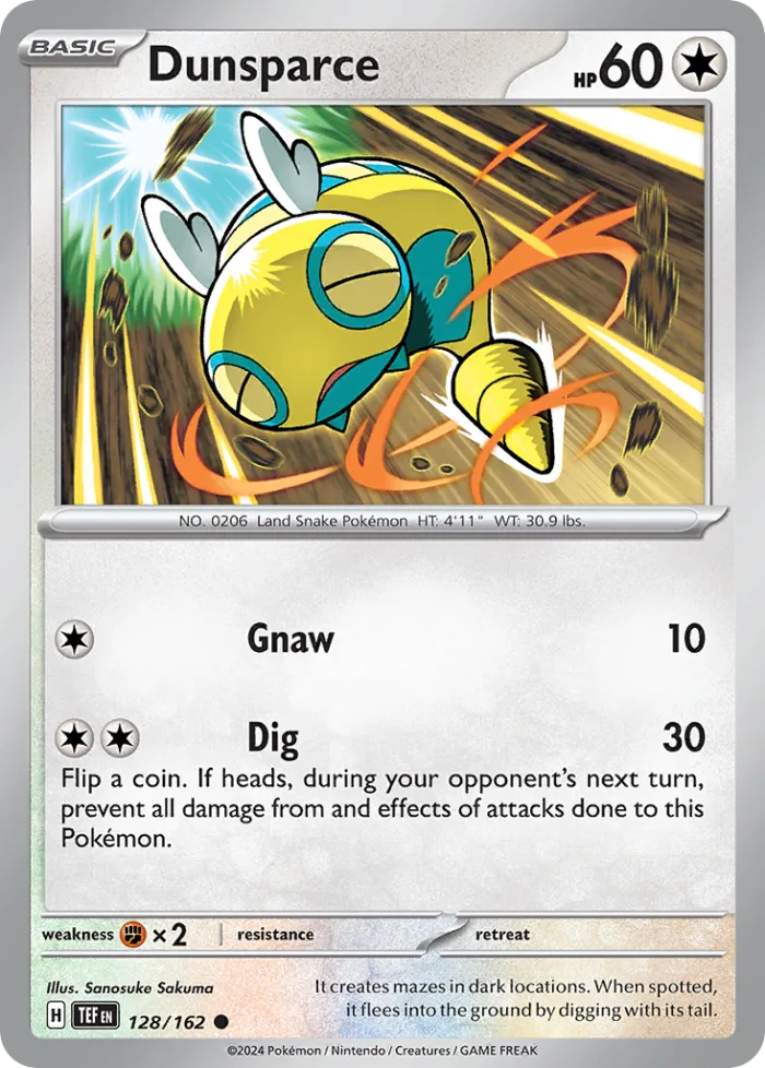 Dunsparce #128 Temporal Forces Pokemon card