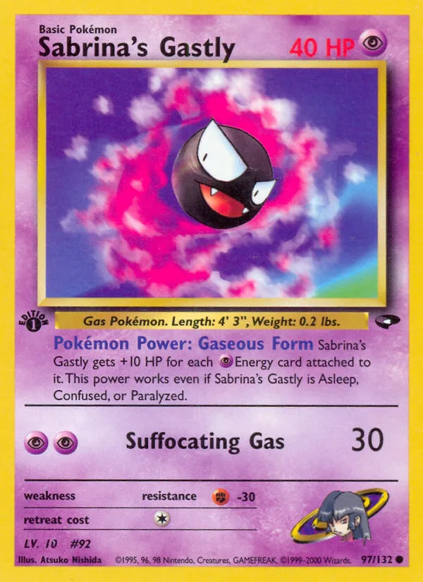 Sabrina's Gastly #97 Gym Challenge Pokemon card