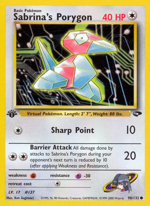 Sabrina's Porygon #98 Gym Challenge Pokemon card