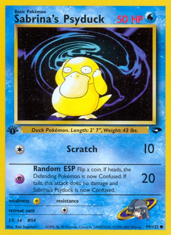 Sabrina's Psyduck #99 Gym Challenge Pokemon card