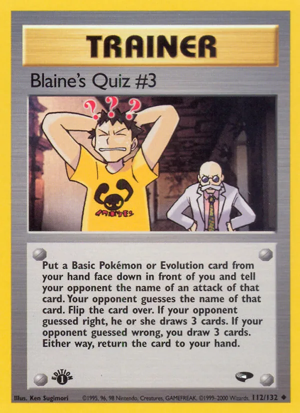 Blaine's Quiz #3 #112 Gym Challenge Pokemon card