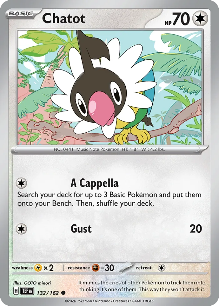 Chatot #132 Temporal Forces Pokemon card